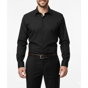 Tom Baine Shirt Mens XL Black Performance Collection Stretch Wrinkle Free Dress